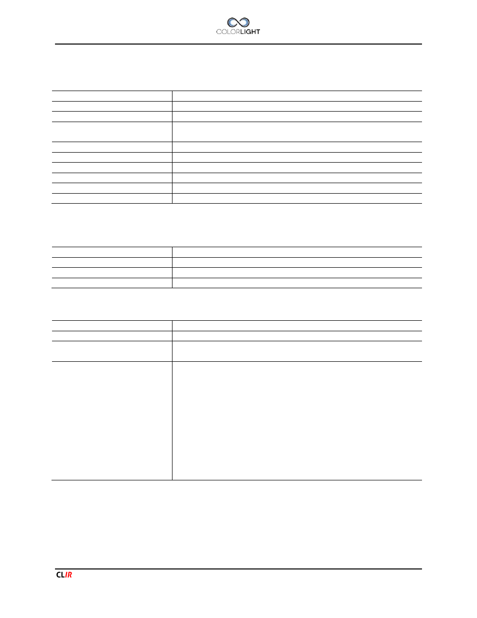 2 specifications, Pecifications, Thermal unit | Mechanical, Functions, menu controlled from panel | Colorlight CLIR User Manual | Page 5 / 20