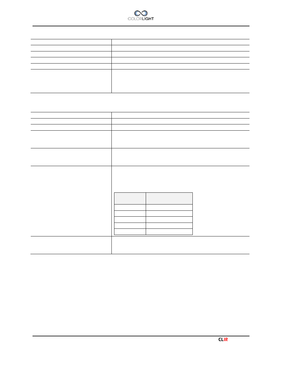 Technical data, Ambient conditions camera housing | Colorlight CLIR User Manual | Page 6 / 20