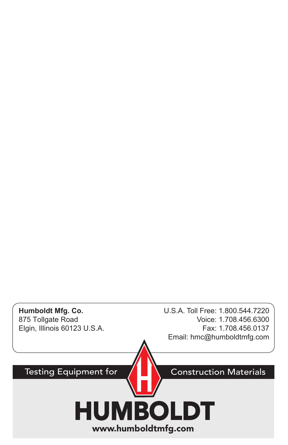 Humboldt | Humboldt H-4114SD.3F Electrical Density Gauge User Manual | Page 44 / 44