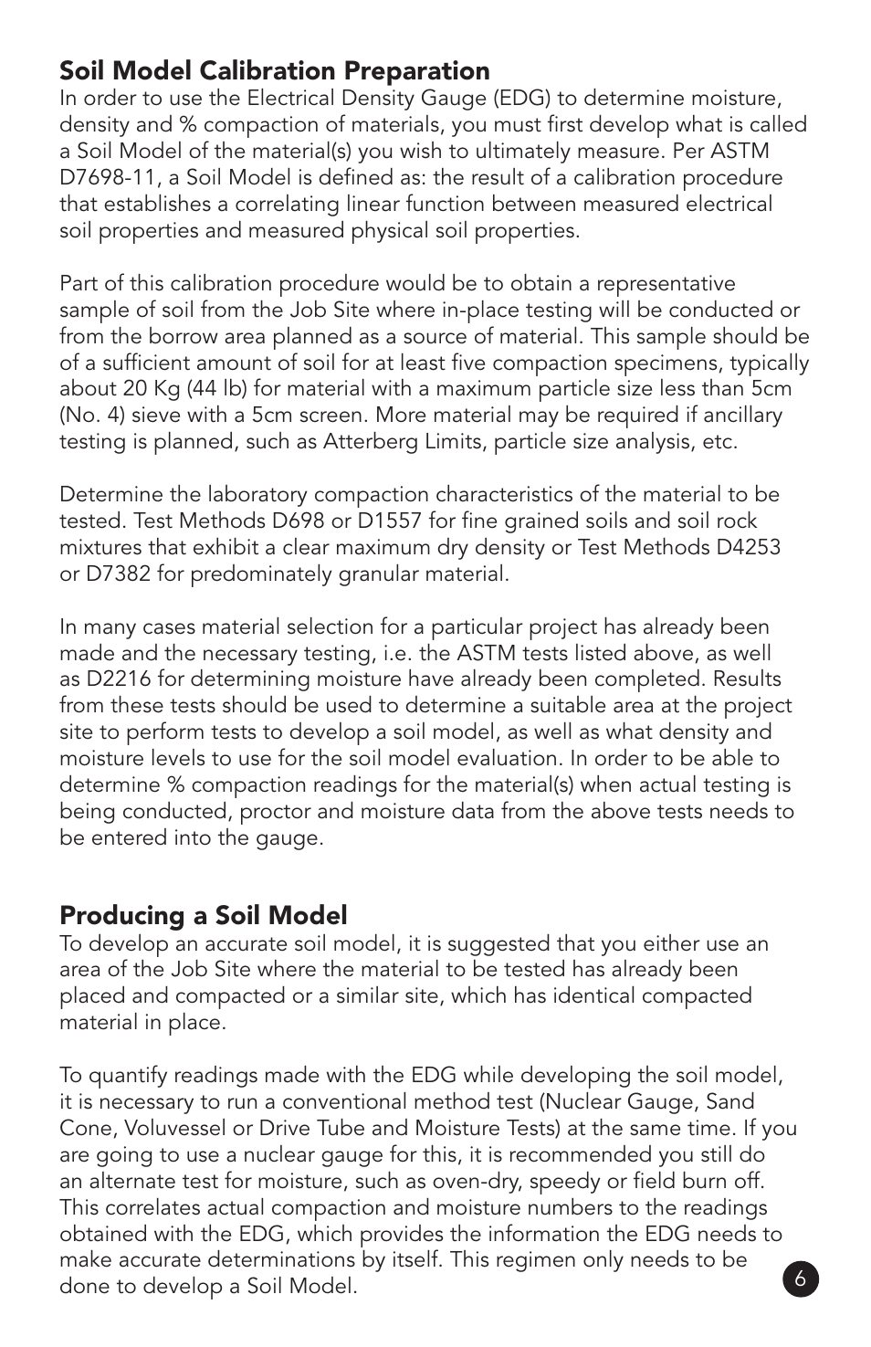 Soil model calibration preparation, Producing a soil model | Humboldt H-4114SD.3F Electrical Density Gauge User Manual | Page 9 / 44