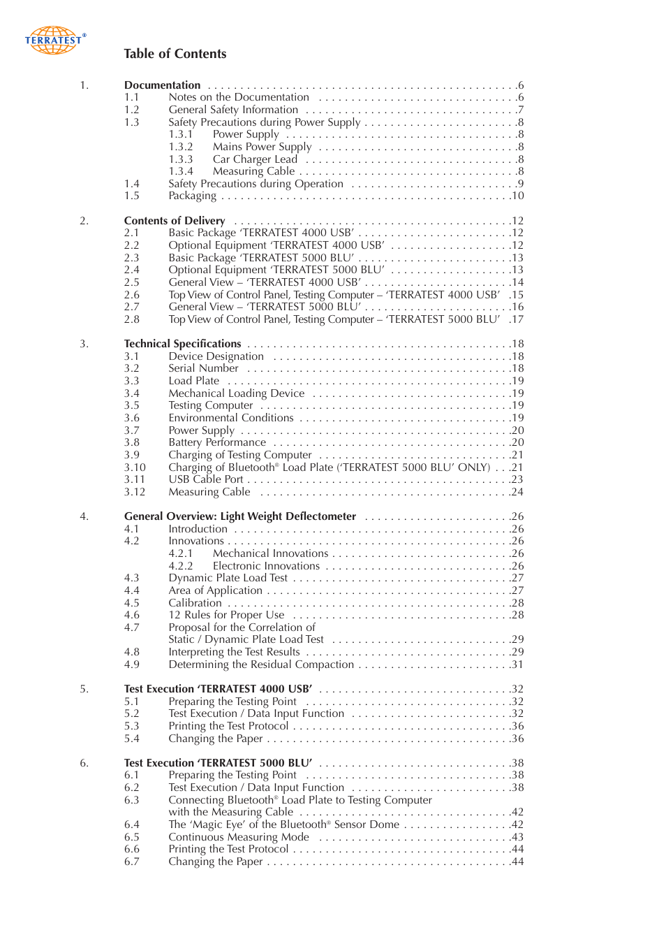 Humboldt 5000 BLU Light Weight Deflectometer User Manual | Page 4 / 96