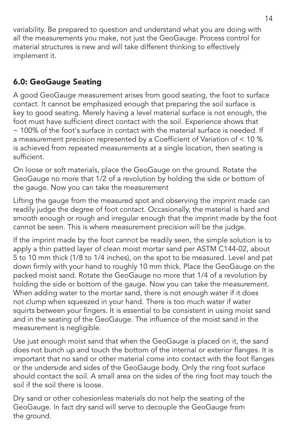 0 geogauge seating | Humboldt H-4140 GeoGauge User Manual | Page 14 / 42