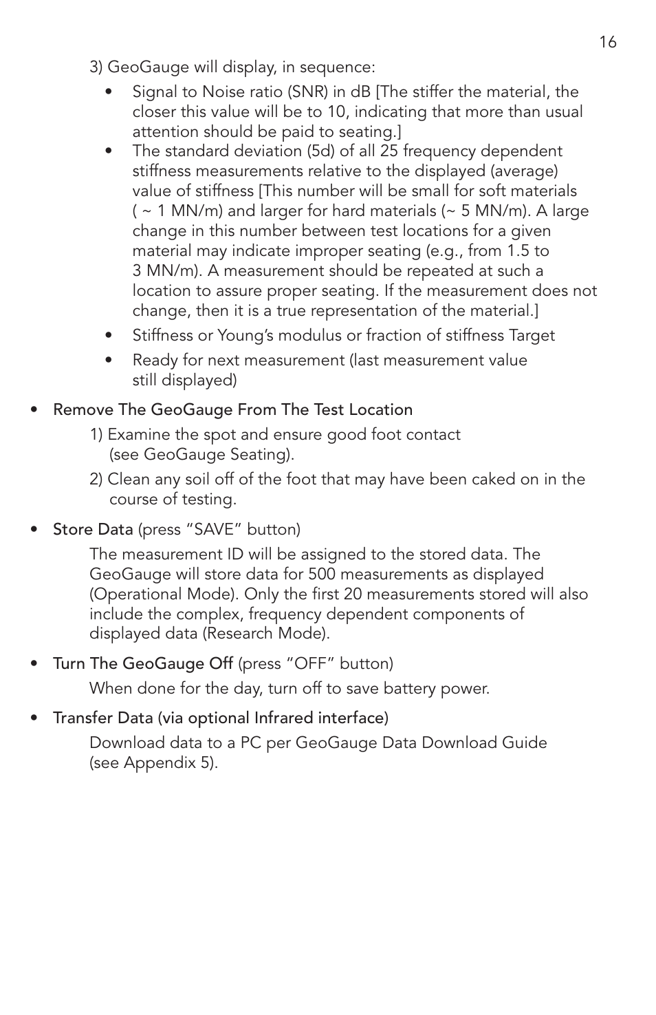Humboldt H-4140 GeoGauge User Manual | Page 16 / 42