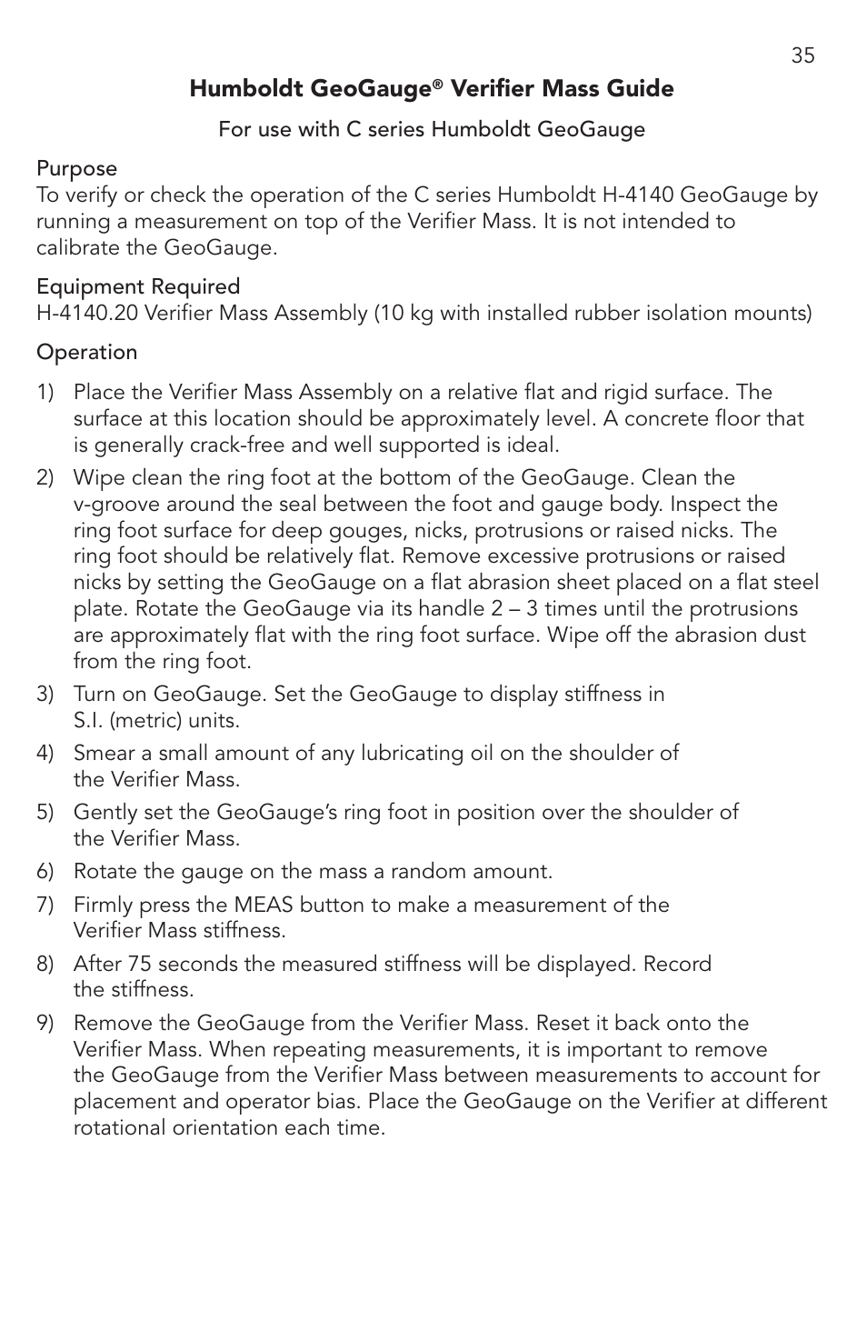 Humboldt H-4140 GeoGauge User Manual | Page 35 / 42