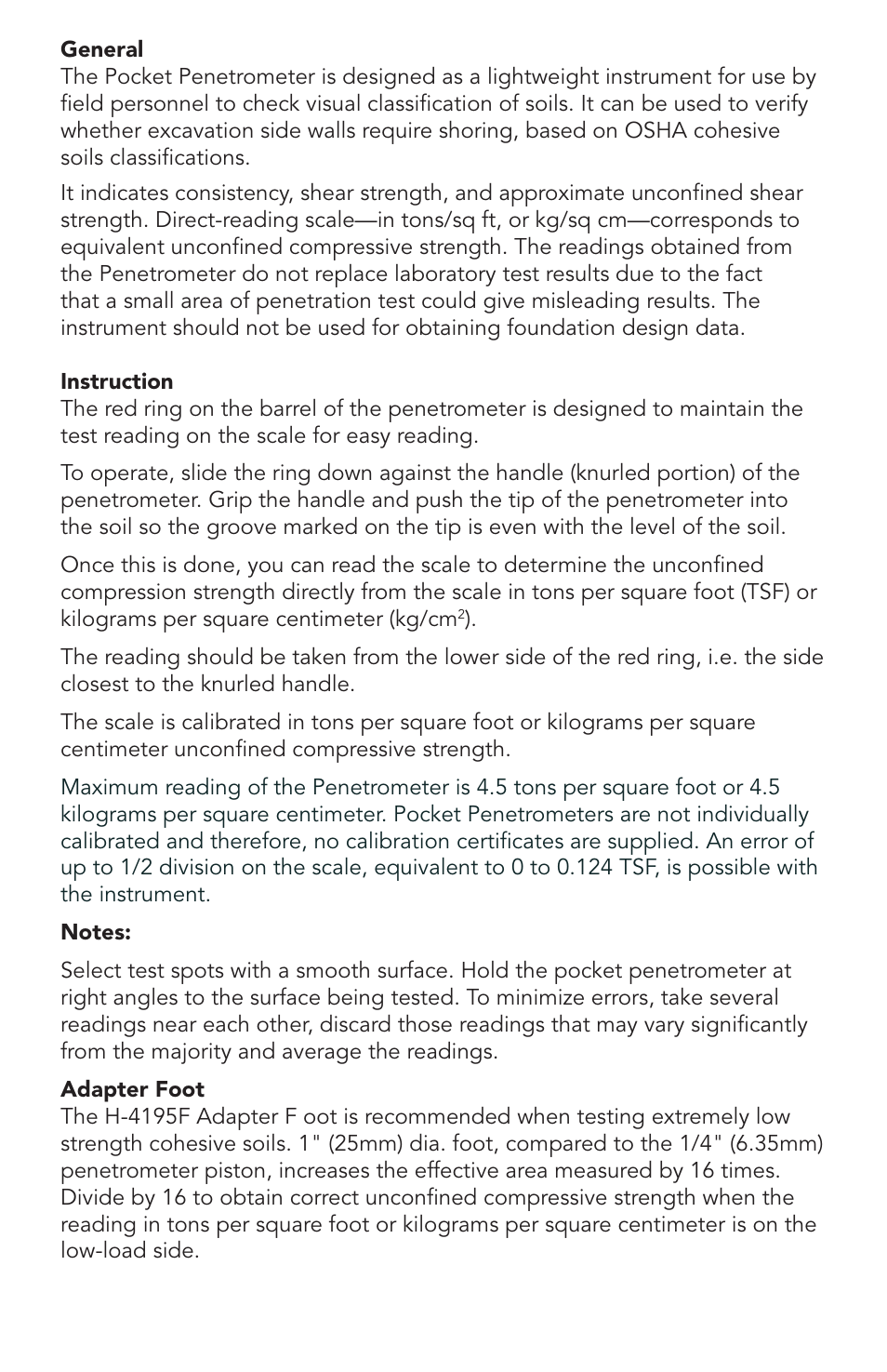 Humboldt H-4195 Soil Penetrometer, Pocket Style User Manual | Page 2 / 4