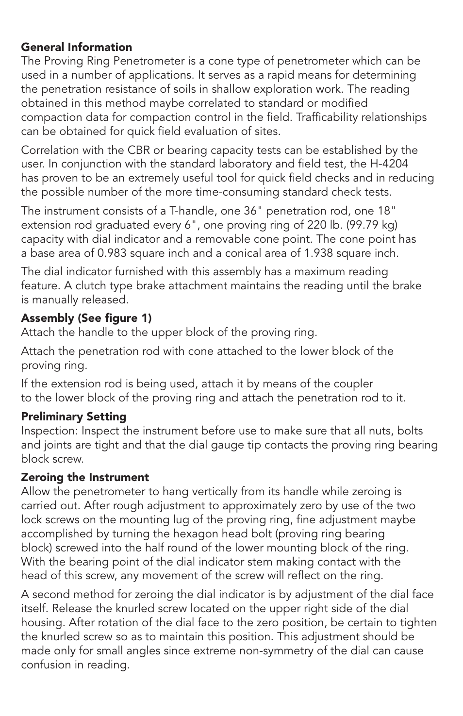 Humboldt H-4204 Proving Ring Penetrometer User Manual | Page 3 / 8