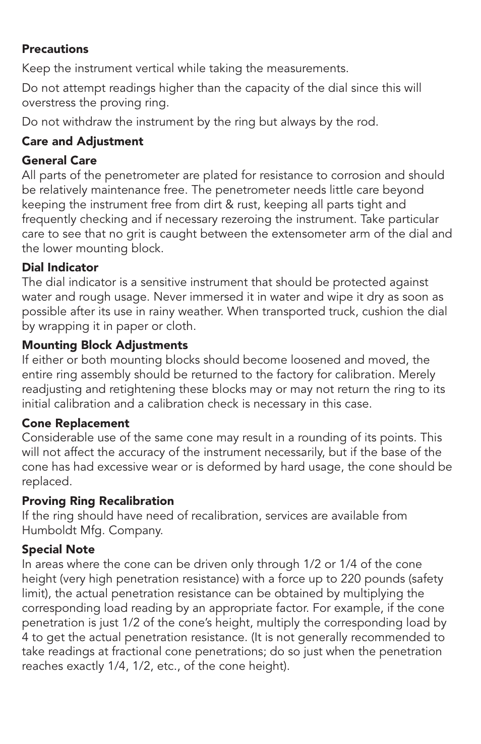 Humboldt H-4204 Proving Ring Penetrometer User Manual | Page 5 / 8