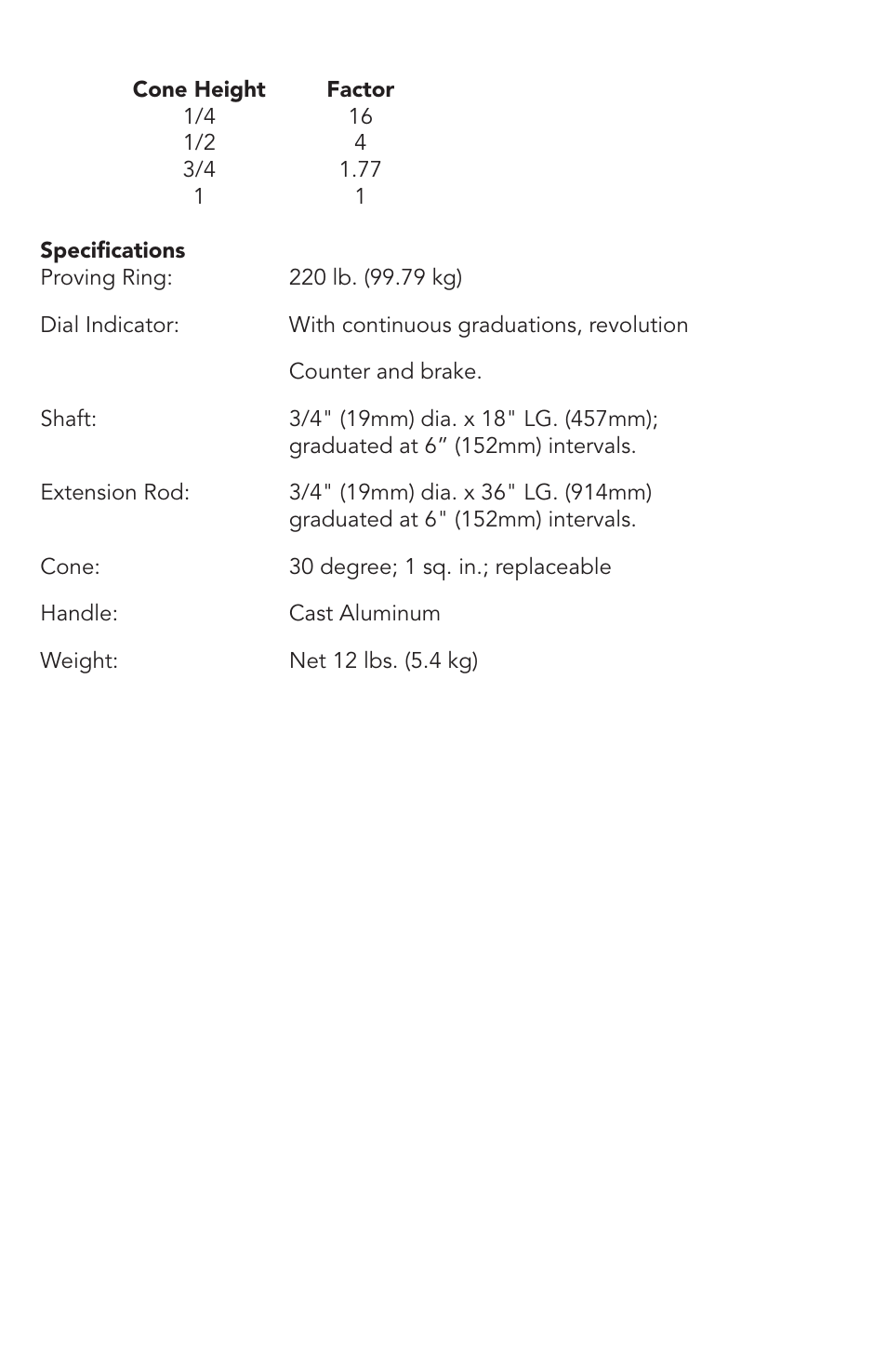 Humboldt H-4204 Proving Ring Penetrometer User Manual | Page 6 / 8