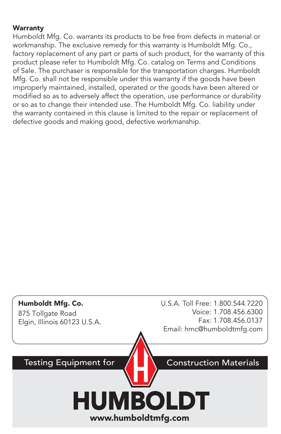 Humboldt | Humboldt H-4385 Resistivity Meter User Manual | Page 12 / 12