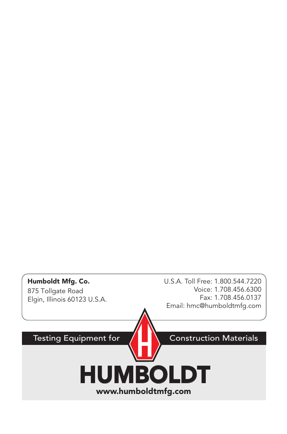 Humboldt | Humboldt HS-4210 Digital Static Cone Penetrometer User Manual | Page 8 / 8