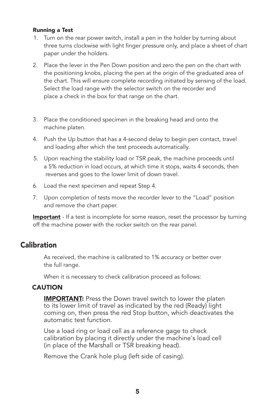 Calibration | Humboldt H-1322B Marshall and TSR Compression Machine User Manual | Page 7 / 12