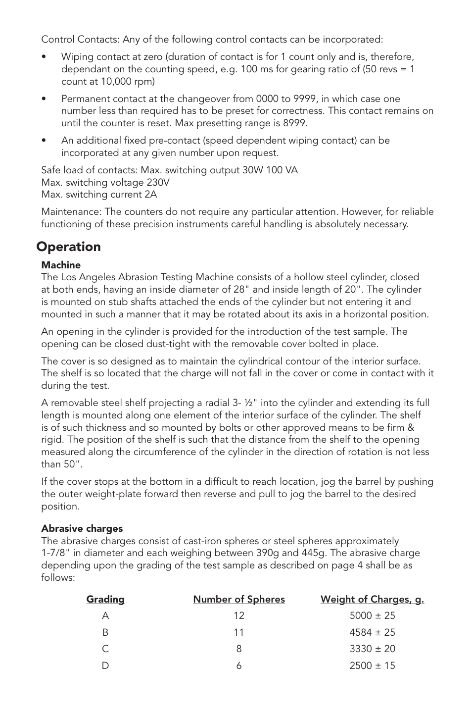 Operation | Humboldt H-3860A Los Angeles Abrasion Machine User Manual | Page 3 / 8