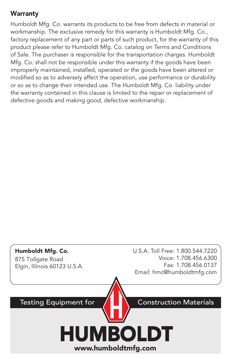 Humboldt | Humboldt H-4310 Sieve Shaker User Manual | Page 4 / 4