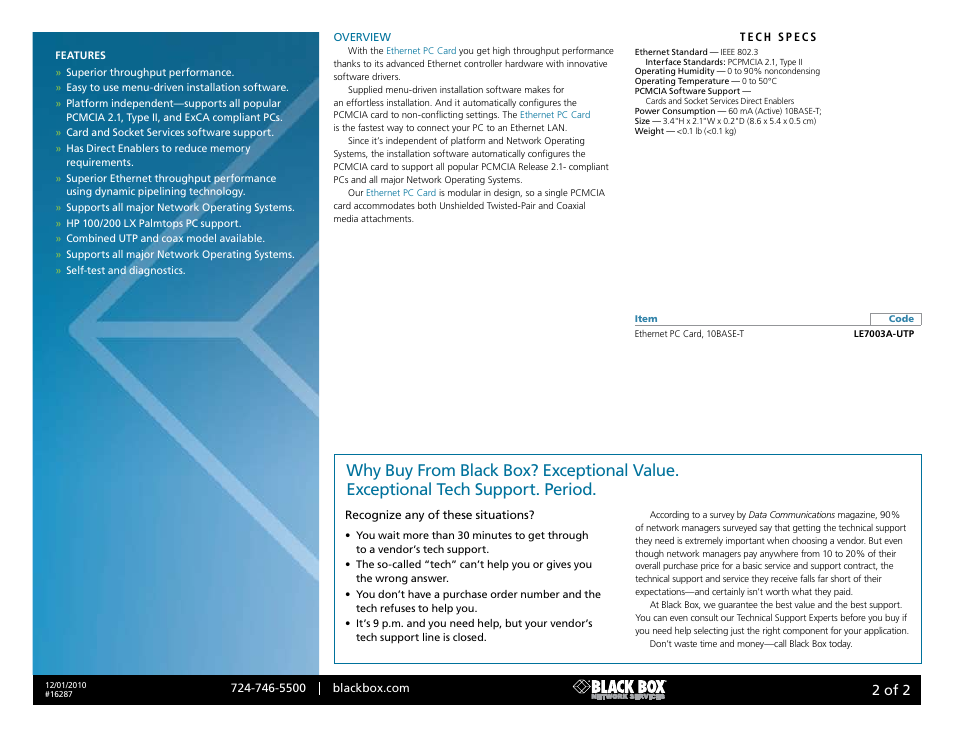 Black box, 2 of 2 | Black Box LE003A-UTP User Manual | Page 2 / 2