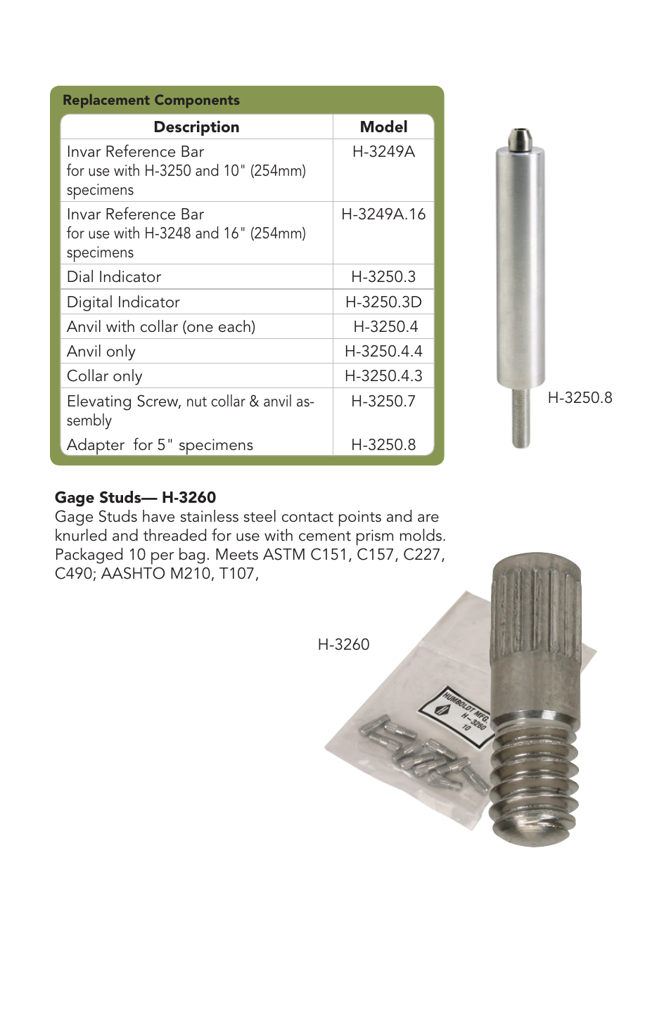 Humboldt H-3250 Length Comparators User Manual | Page 11 / 12