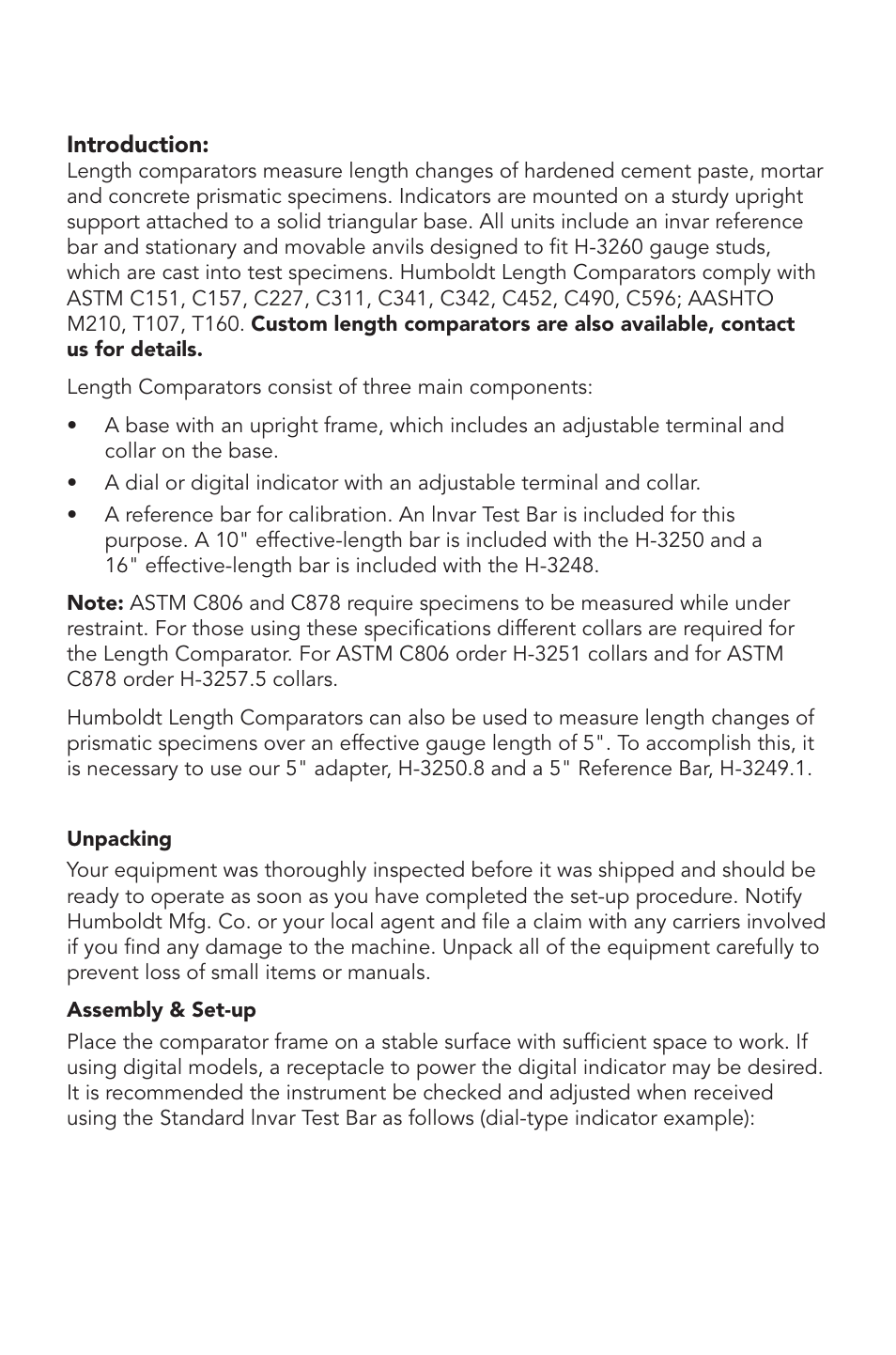 Humboldt H-3250 Length Comparators User Manual | Page 3 / 12