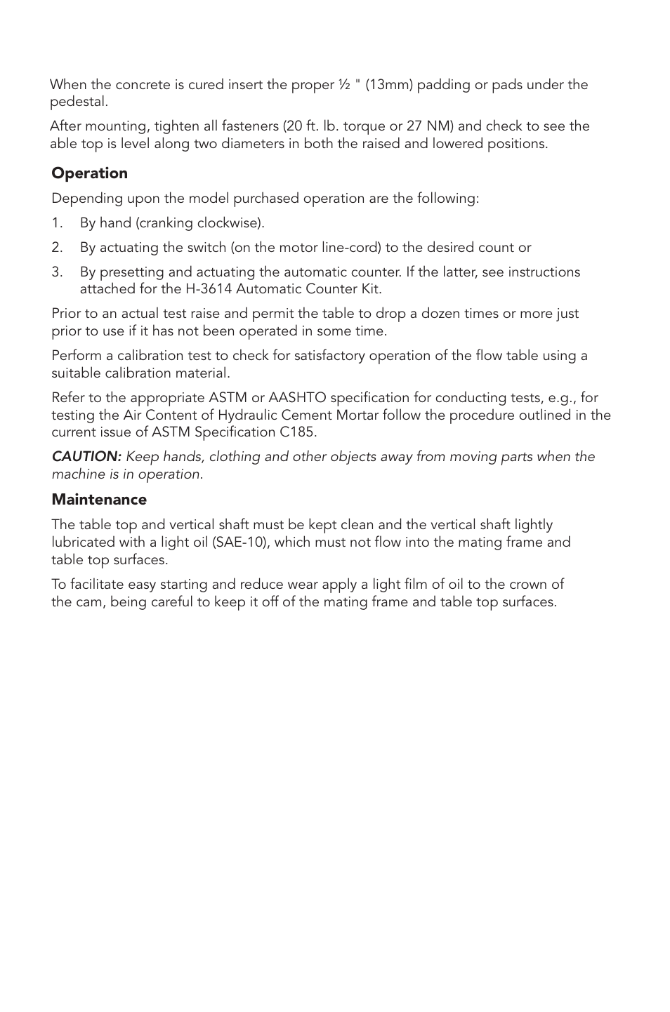 Humboldt H-3625 Flow Table with Mold User Manual | Page 4 / 8