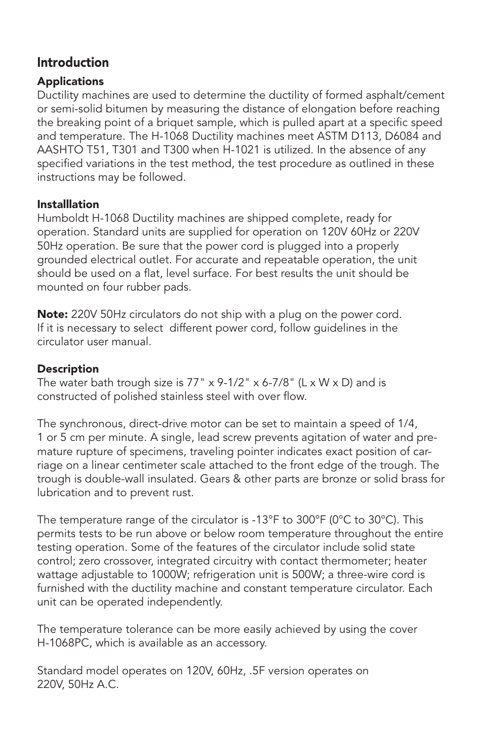 Introduction | Humboldt H-1068 Series Ductility Testing Machines User Manual | Page 3 / 8