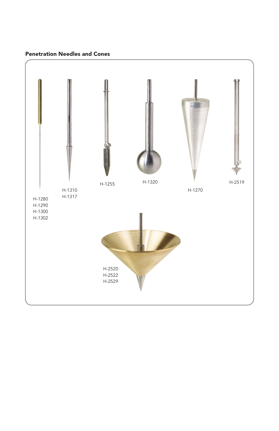 Penetration needles and cones | Humboldt H-1250 Universal and Portable Penetrometers User Manual | Page 5 / 8