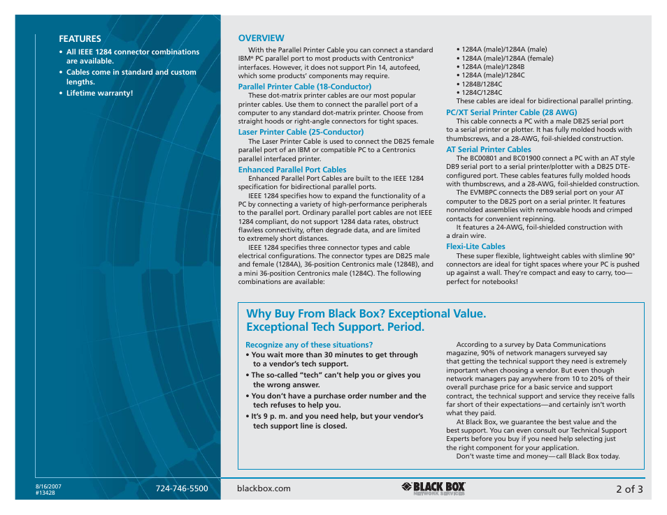 2 of 3 | Black Box PC to Printer Cable User Manual | Page 2 / 3