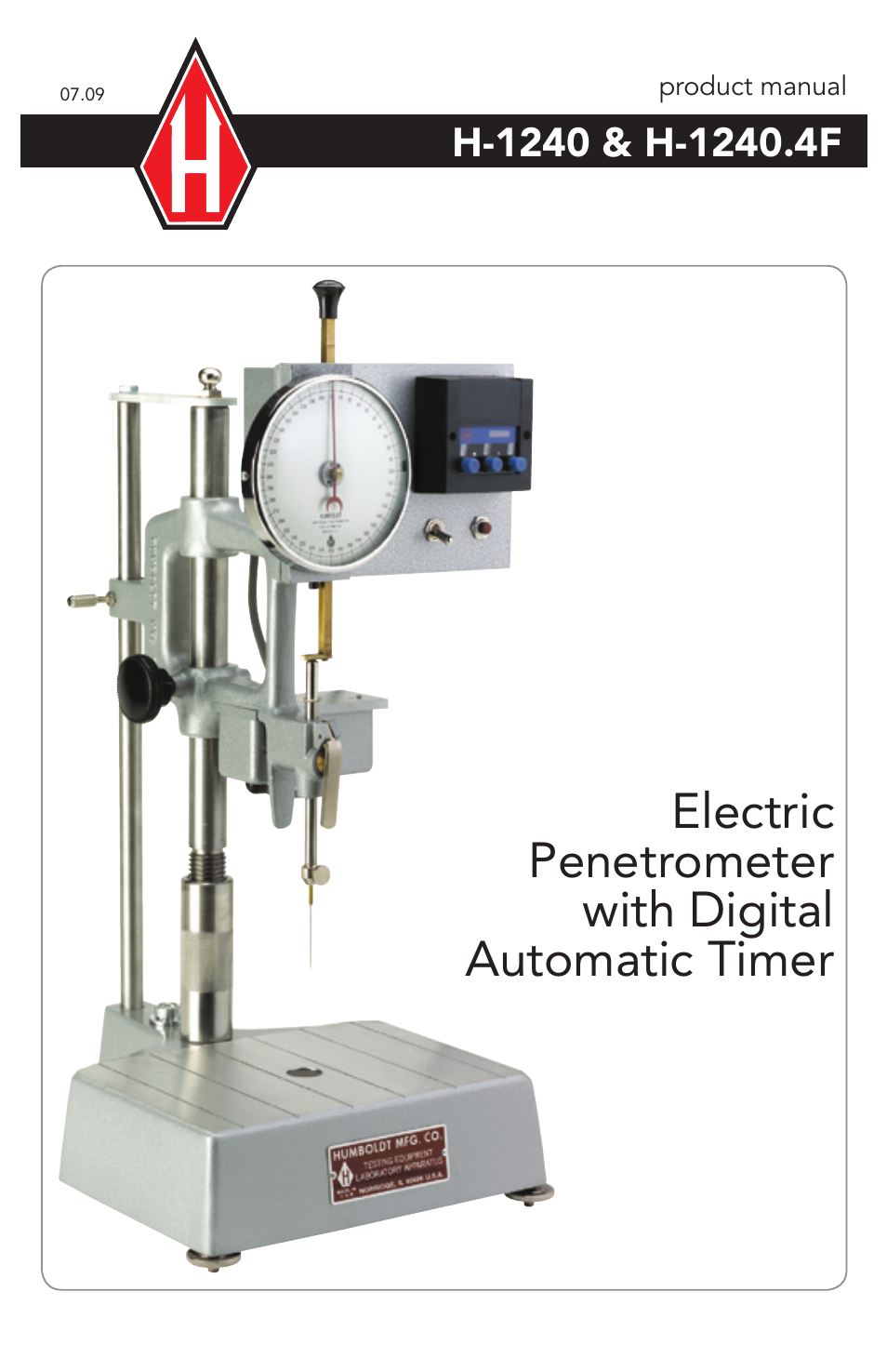 Humboldt H-1240.4F Electric Penetrometer with Digital Automatic Timer User Manual | 8 pages