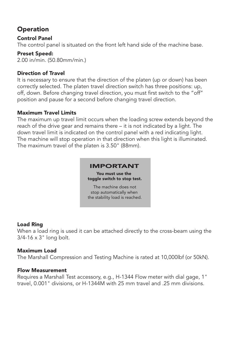 Operation | Humboldt H-1339B Marshall Compression Machine User Manual | Page 5 / 8