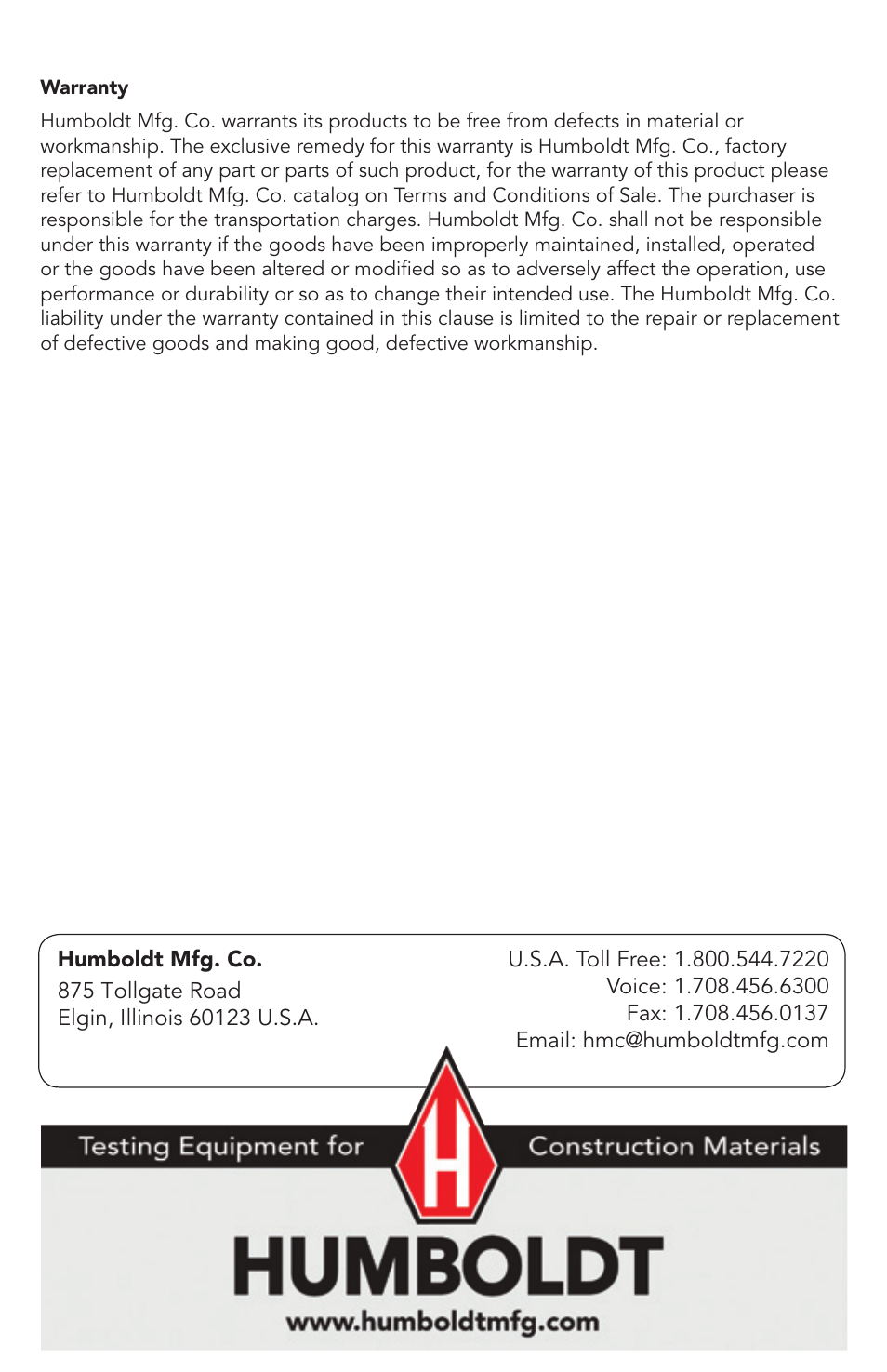 Humboldt H-1366 Marshall, Automatic, Single Compactor User Manual | Page 12 / 12
