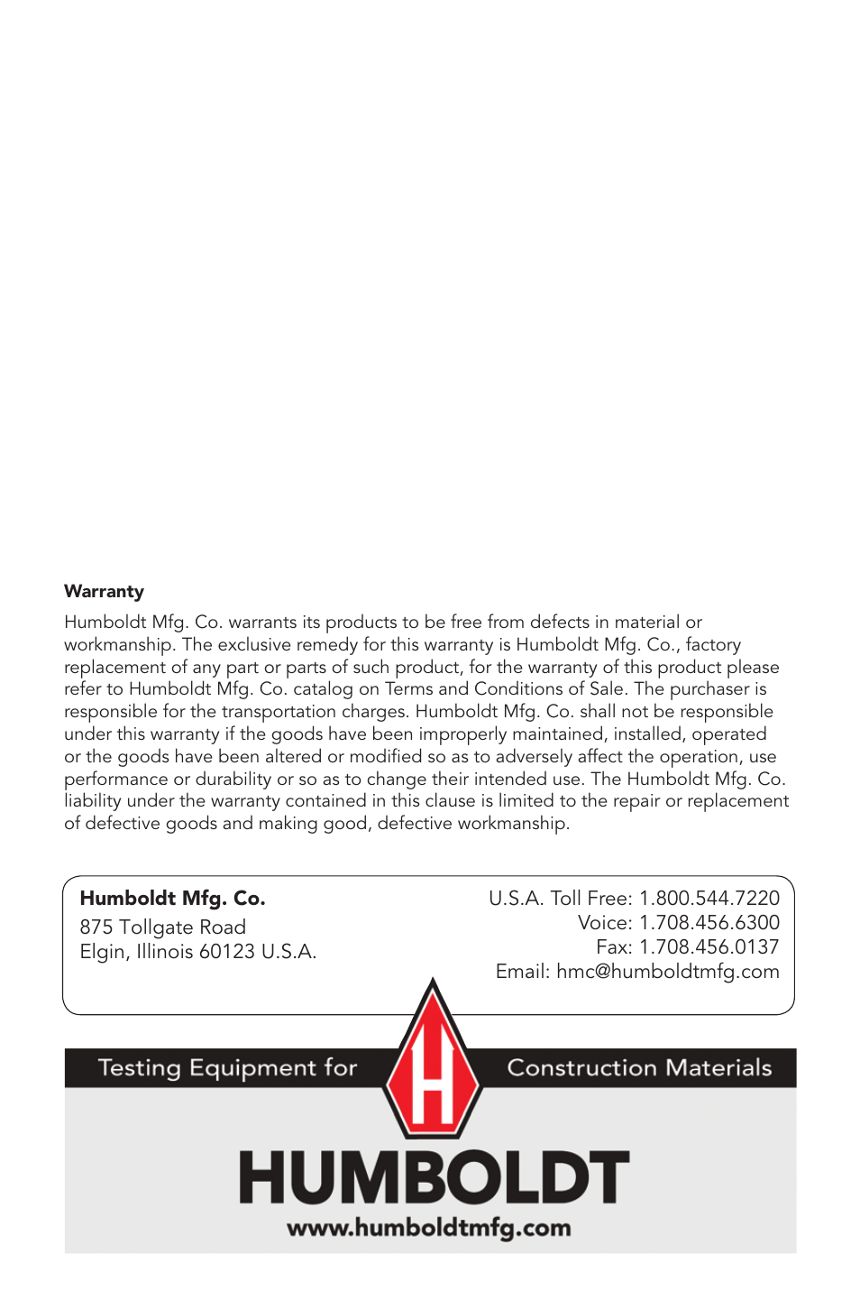 Humboldt H-1449 Vacuum Extractor User Manual | Page 8 / 8