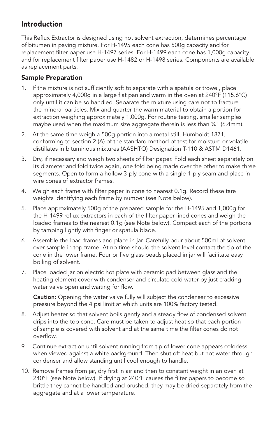 Introduction | Humboldt H-1499 REFLUX EXTRACTOR User Manual | Page 2 / 4