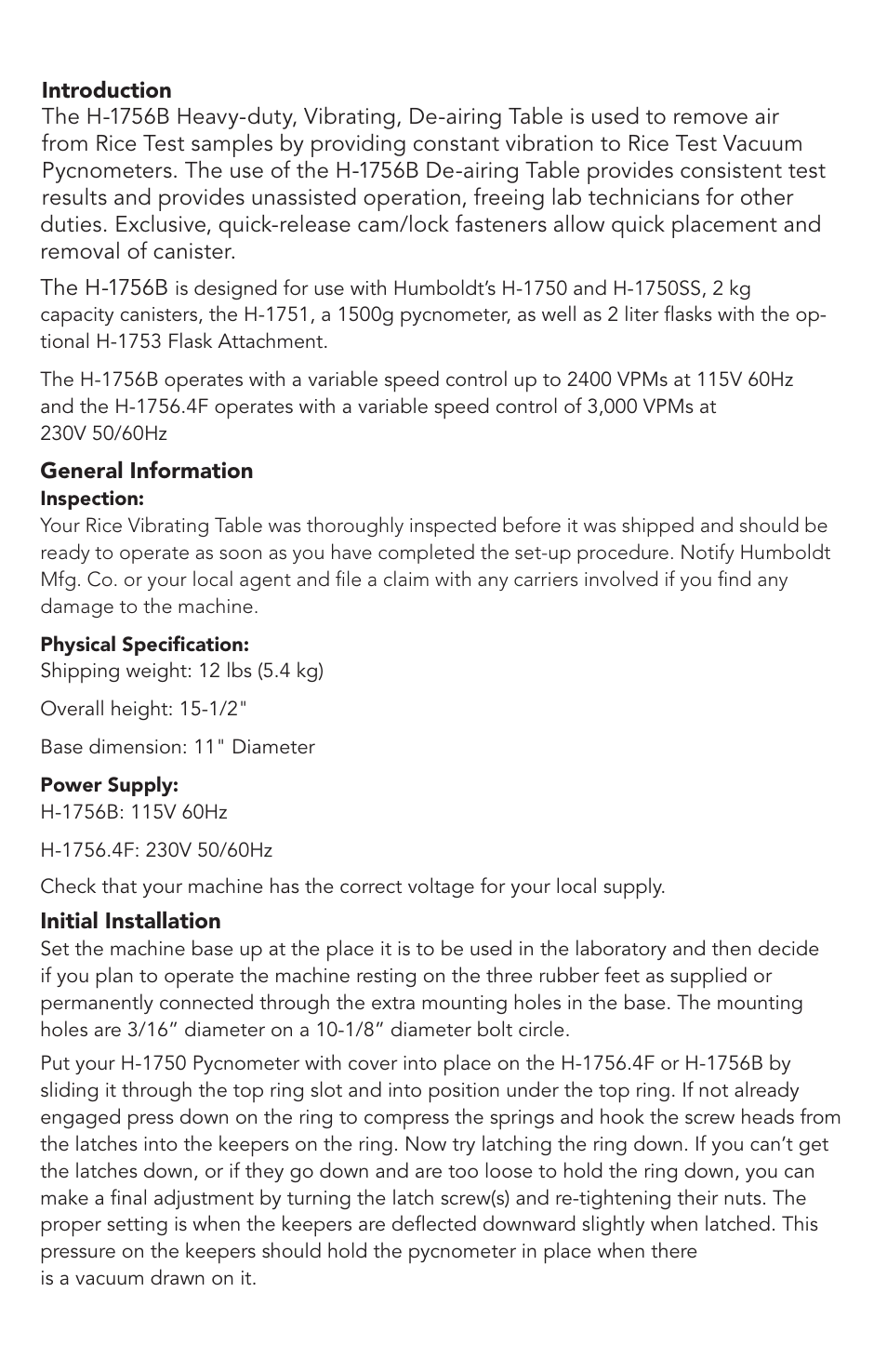 Humboldt H-1756.4F Vibrating, De-airing Device User Manual | Page 2 / 4