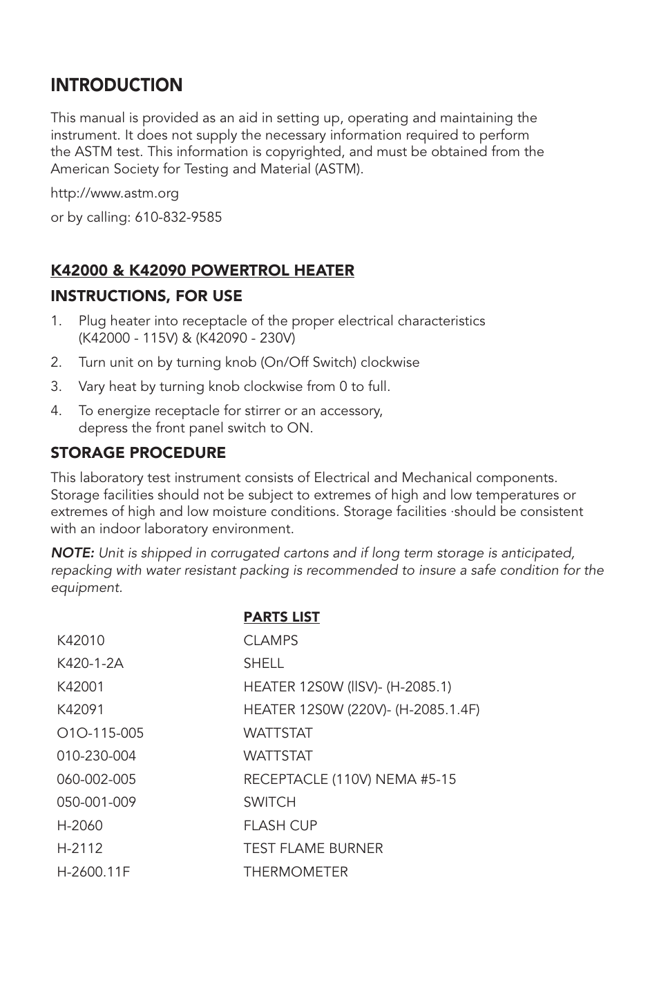 Introduction | Humboldt H-2085 Cleveland Flash & Fire Point Tester User Manual | Page 2 / 8