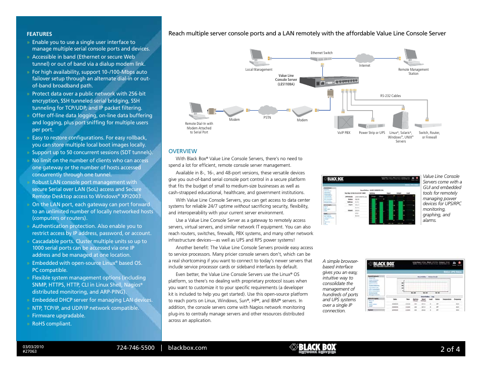 Black box, 2 of 4, Diagram format rule size: 0.013 | Black Box 1108 Console Server User Manual | Page 2 / 4