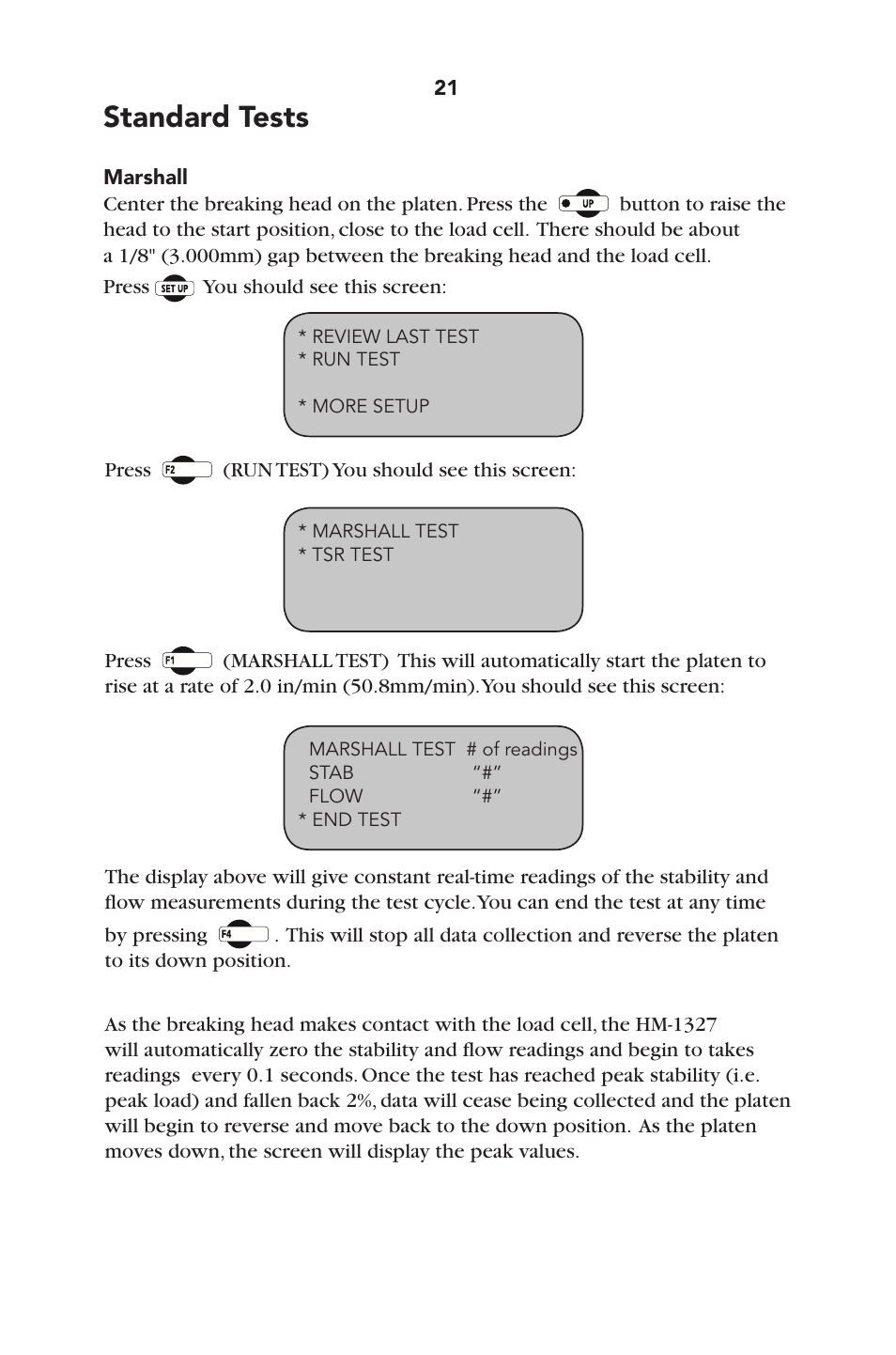 Standard tests | Humboldt HM-1327 Humboldt Marshall/TSR Loader User Manual | Page 24 / 32