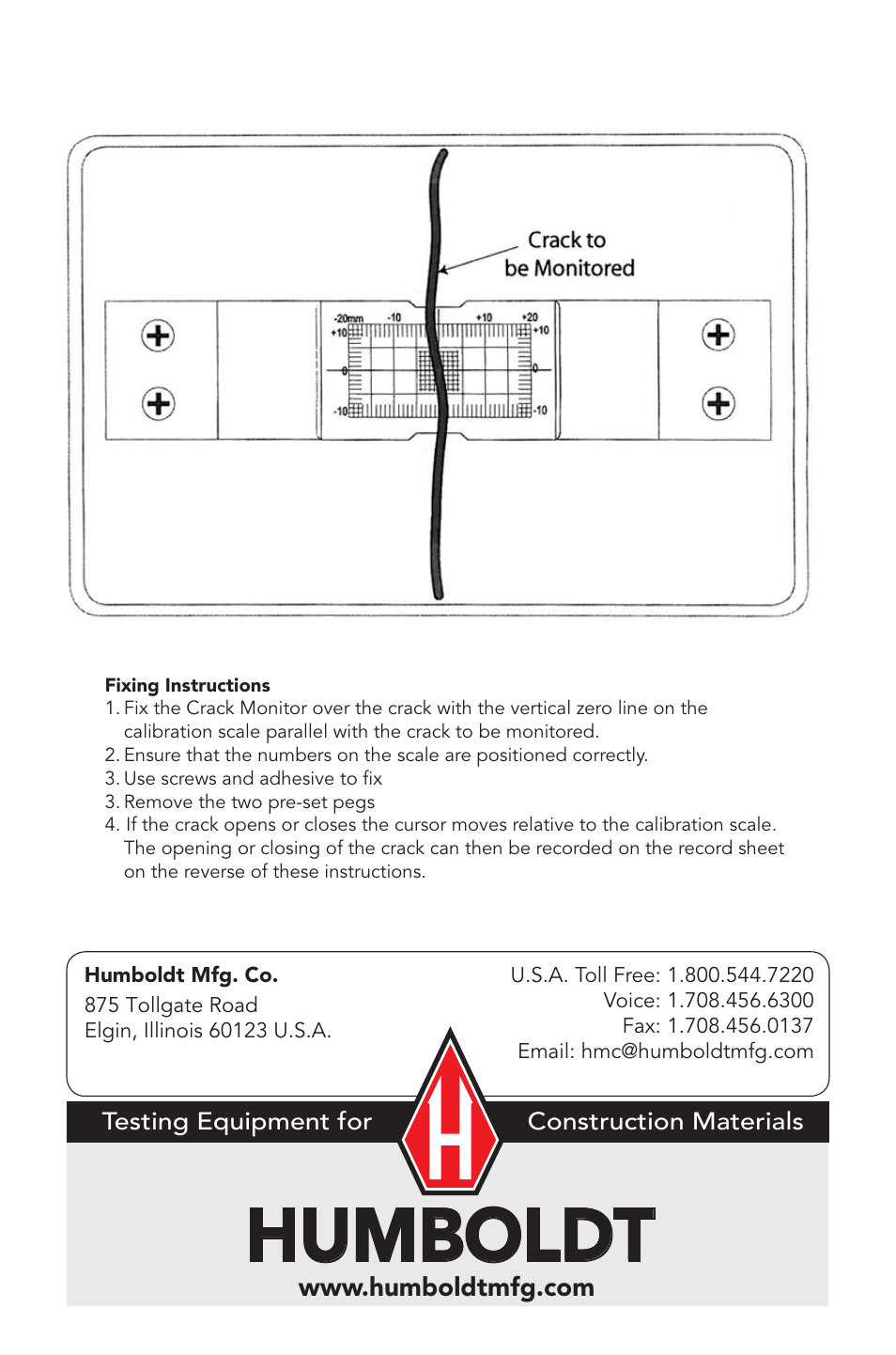 Humboldt | Humboldt H-2936A Standard Crack Monitor User Manual | Page 4 / 4