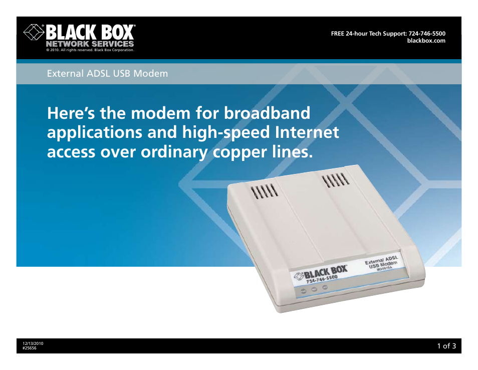 Black Box Modem User Manual | 3 pages