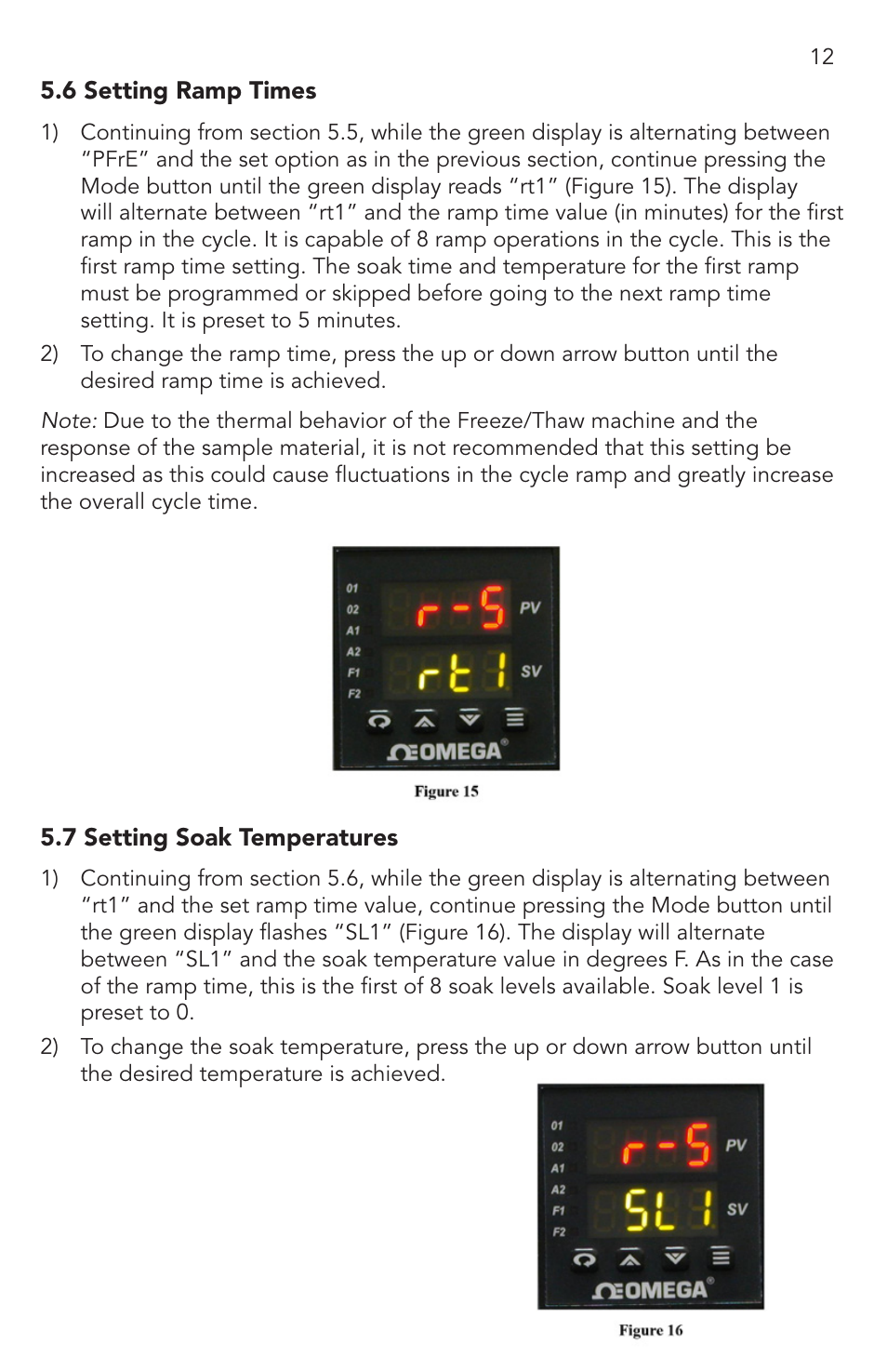 6 setting ramp times, 7 setting soak temperature | Humboldt H-3185B Rapid, Freeze Thaw Cabinet User Manual | Page 12 / 14