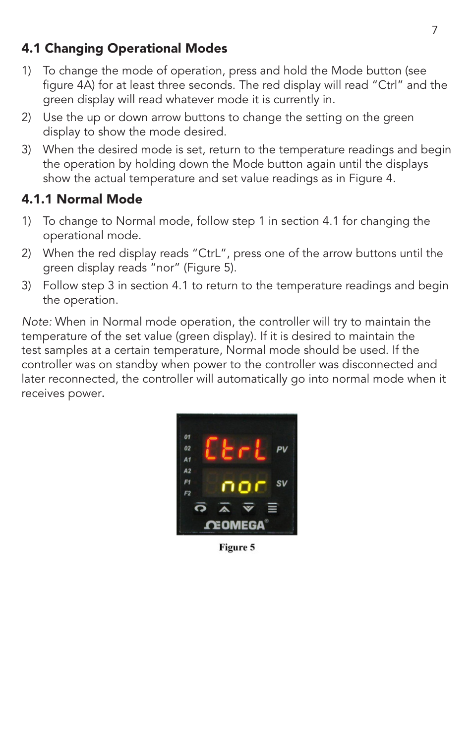 1 changing operational modes, 1 normal mode | Humboldt H-3185B Rapid, Freeze Thaw Cabinet User Manual | Page 7 / 14