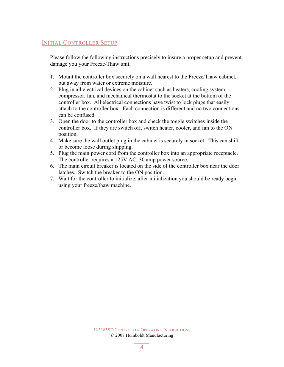 Humboldt H-3185SD CONTROLLER User Manual | Page 4 / 13