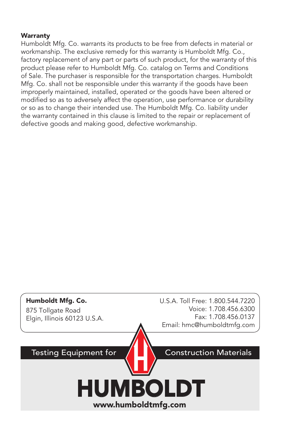 Humboldt | Humboldt H-4134 Concrete Pocket Penetrometer User Manual | Page 4 / 4