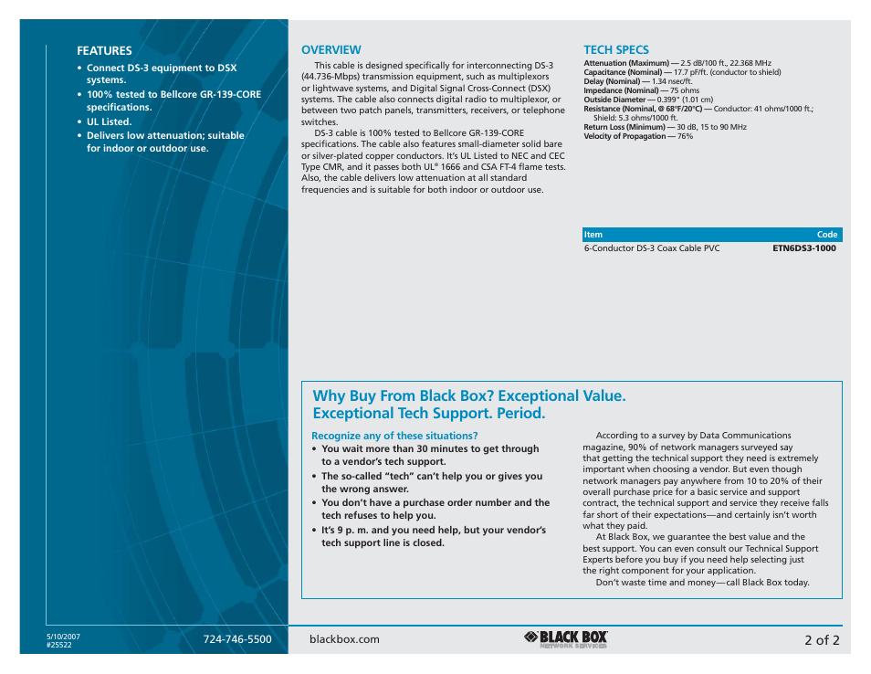 2 of 2 | Black Box 25522 User Manual | Page 2 / 2
