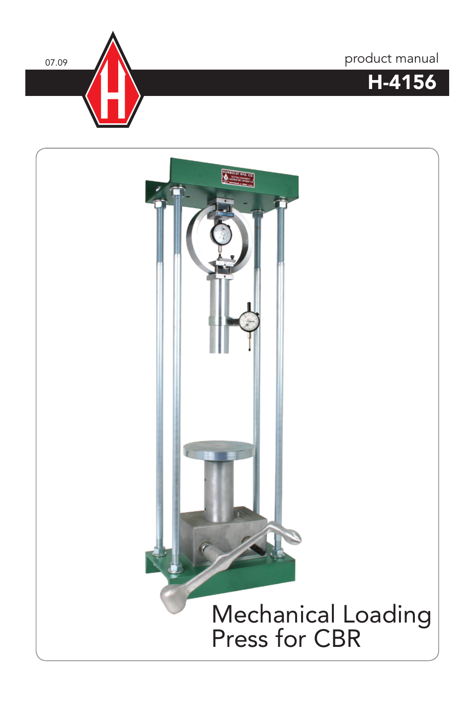 Humboldt H-4156 Mechanical Loading Press for CBR User Manual | 8 pages