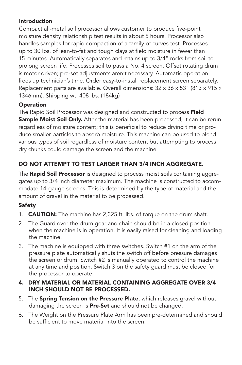 Humboldt H-4215 Rapid Soil Processor User Manual | Page 2 / 7