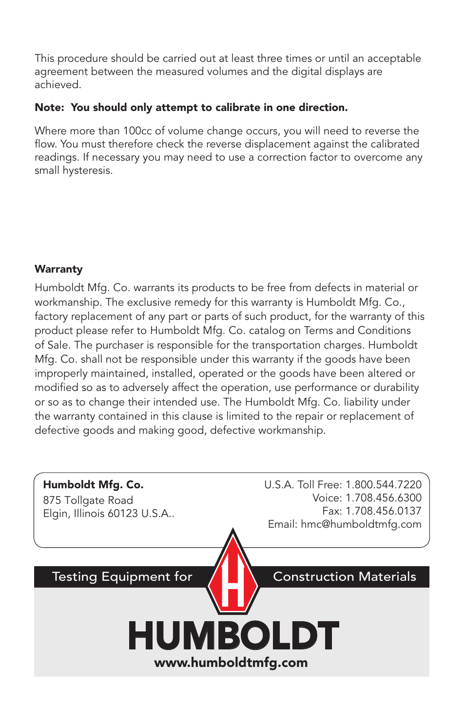 Humboldt | Humboldt HM-2315 Volume Change Apparatus User Manual | Page 4 / 4