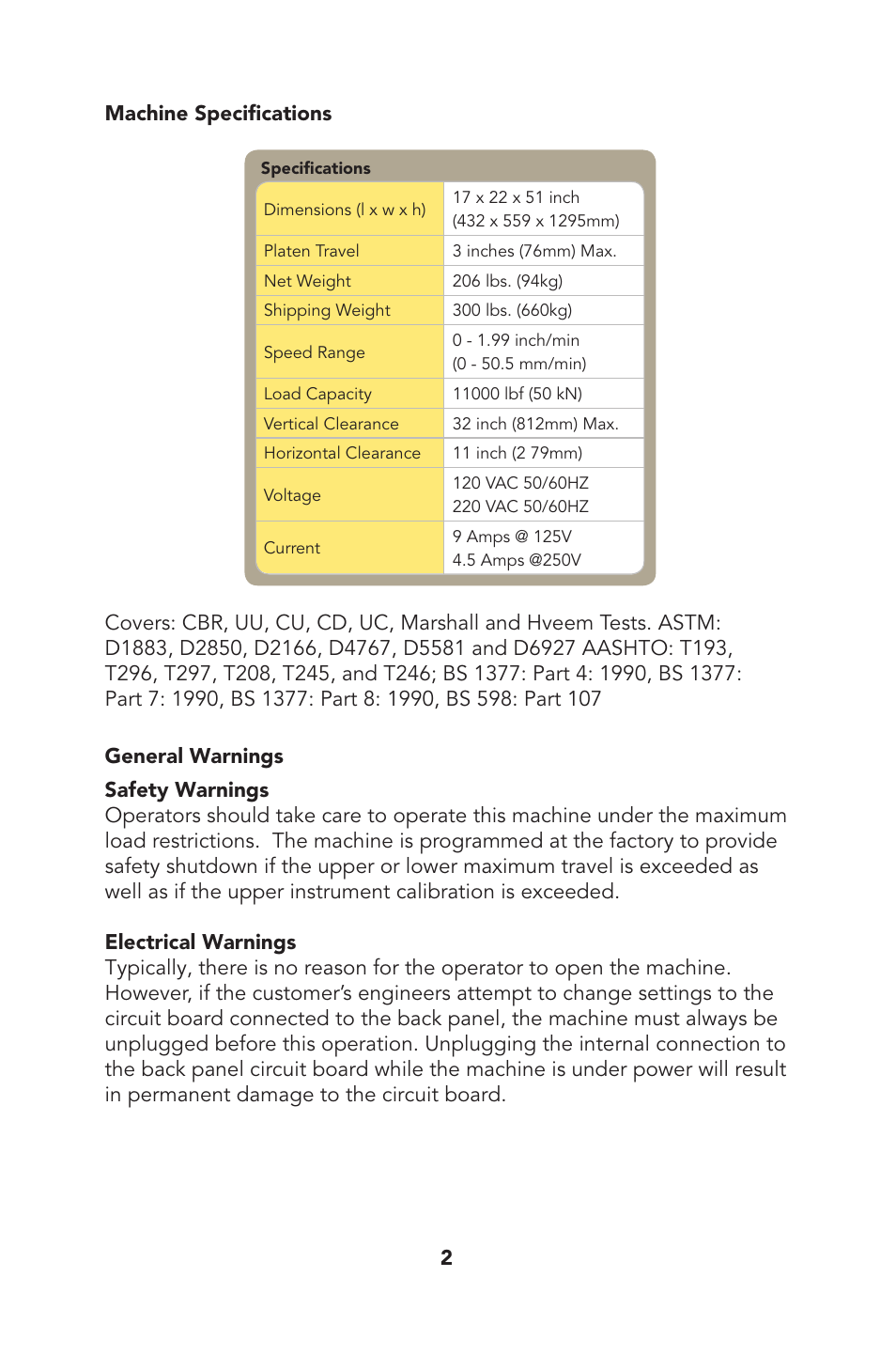 Humboldt HM-2800 Multi-Speed Load Frame User Manual | Page 3 / 12