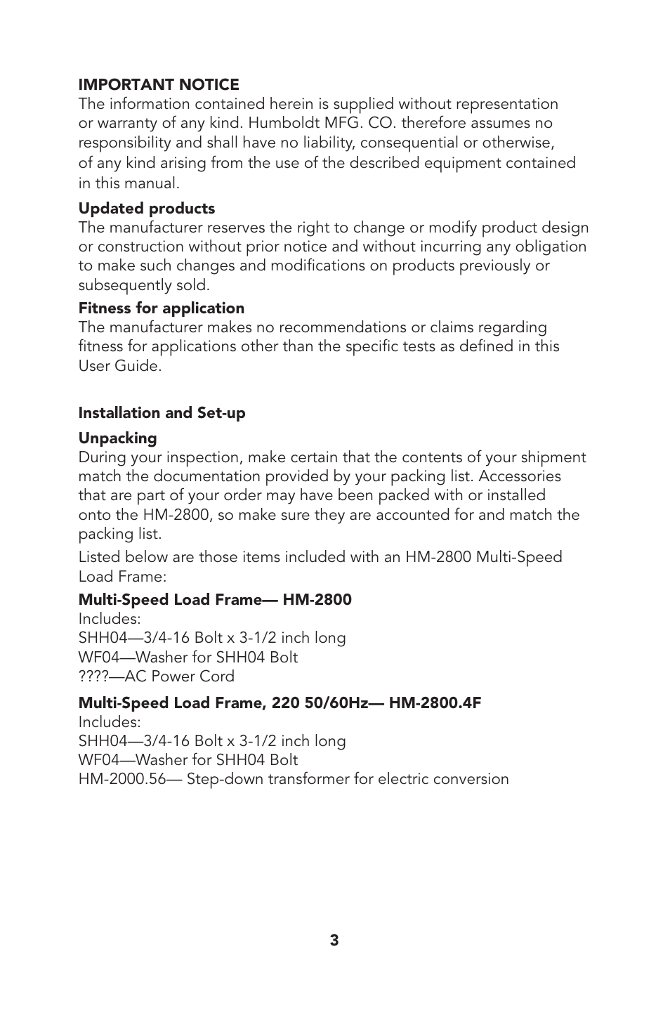 Humboldt HM-2800 Multi-Speed Load Frame User Manual | Page 4 / 12