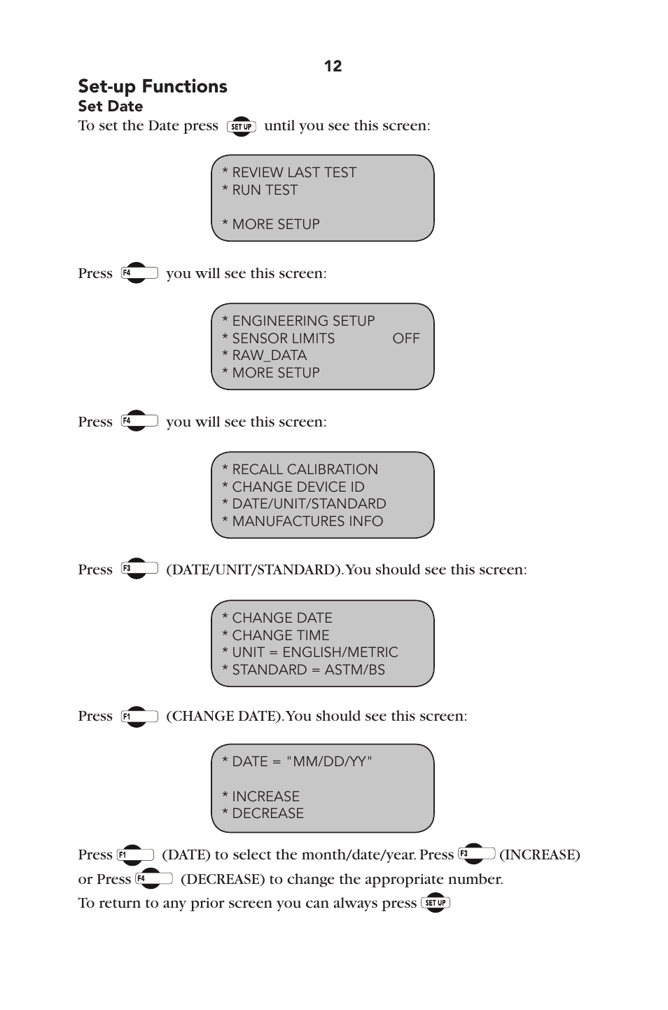 Set-up functions | Humboldt HM-3000.3F Digital MasterLoader User Manual | Page 15 / 40