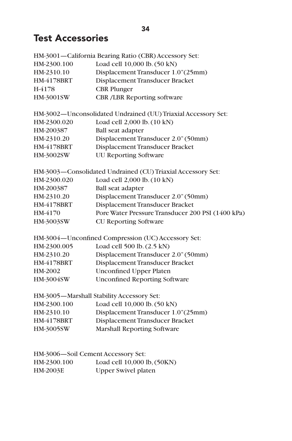 Test accessories | Humboldt HM-3000.3F Digital MasterLoader User Manual | Page 37 / 40