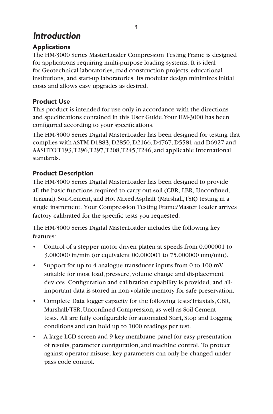Introduction | Humboldt HM-3000.3F Digital MasterLoader User Manual | Page 4 / 40