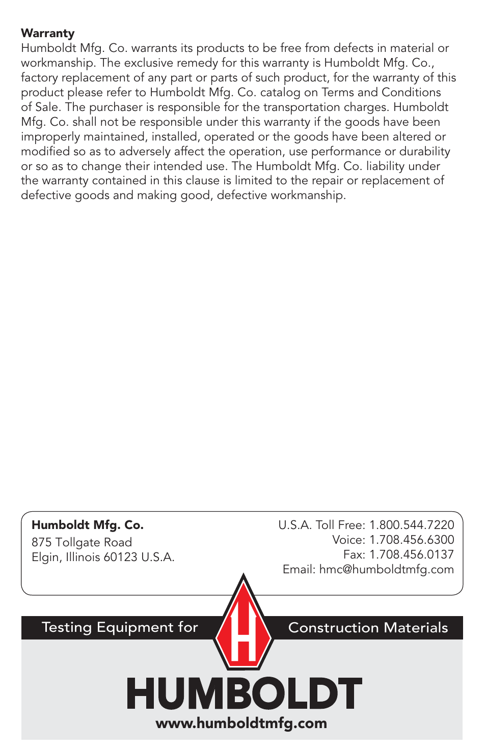 Humboldt | Humboldt HM-4165 3-Cell Manual Control Panel User Manual | Page 16 / 16