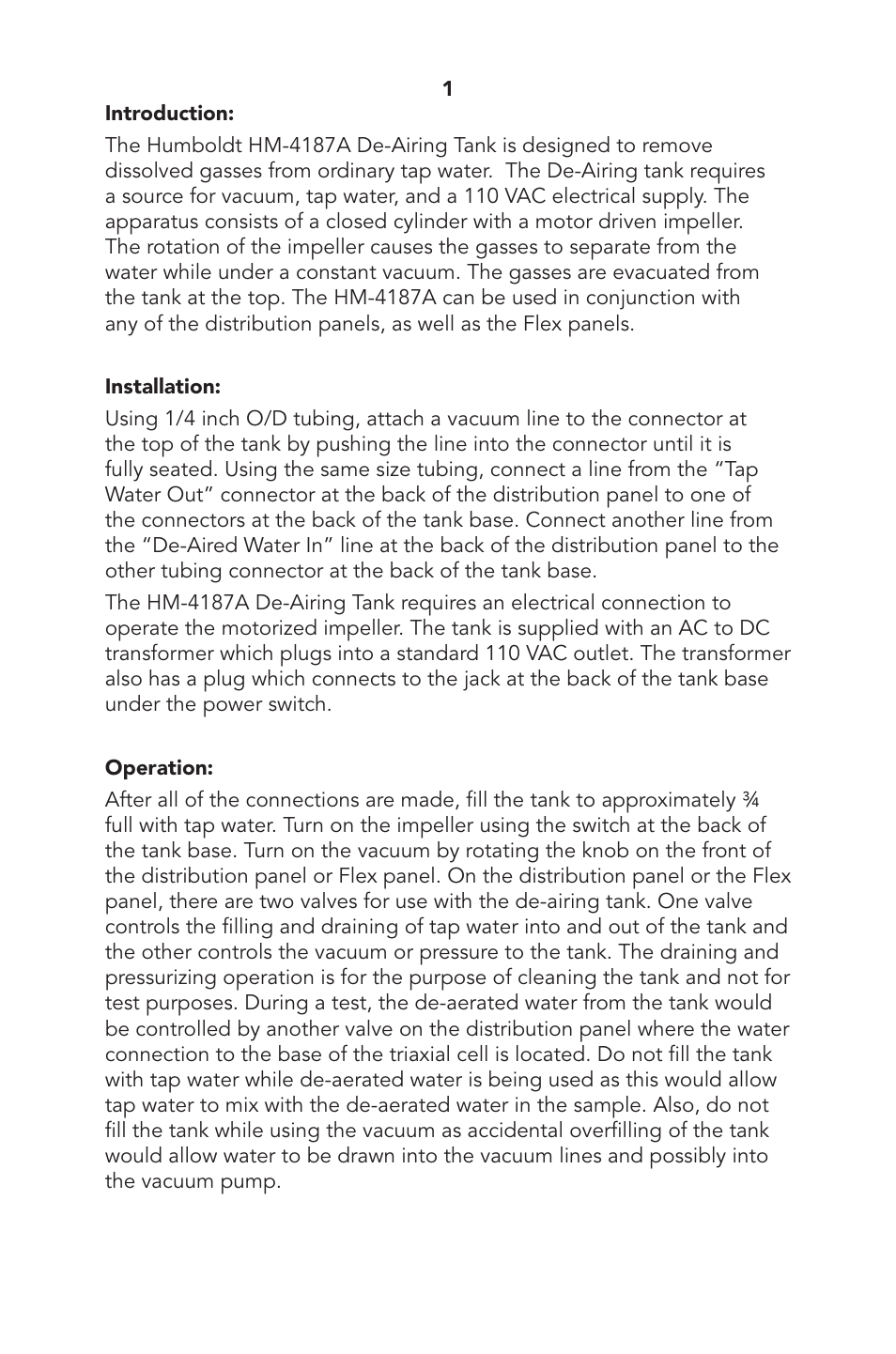 Humboldt HM-4187A De-Airing Tank User Manual | Page 3 / 8